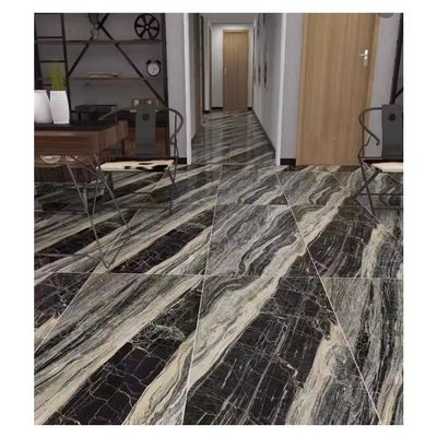 マルマーポルセランタイル 黒 白と黄金の花 600x600mm キッチン用ガラスのタイル