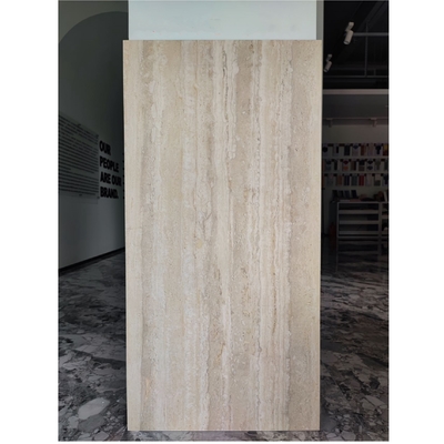 無磨き ベージュ ホワイト トラベルチン 壁 石 効果 タイル パターン 600x1200mm インドୋର用