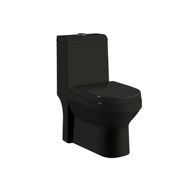 丸いトイレ碗形 730x425x810mm 輝くガラスとマットブラック ワンピーストイレ